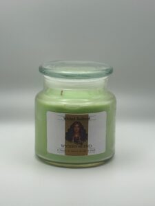 Wicked Redhead scented candle in glass jar with lid
