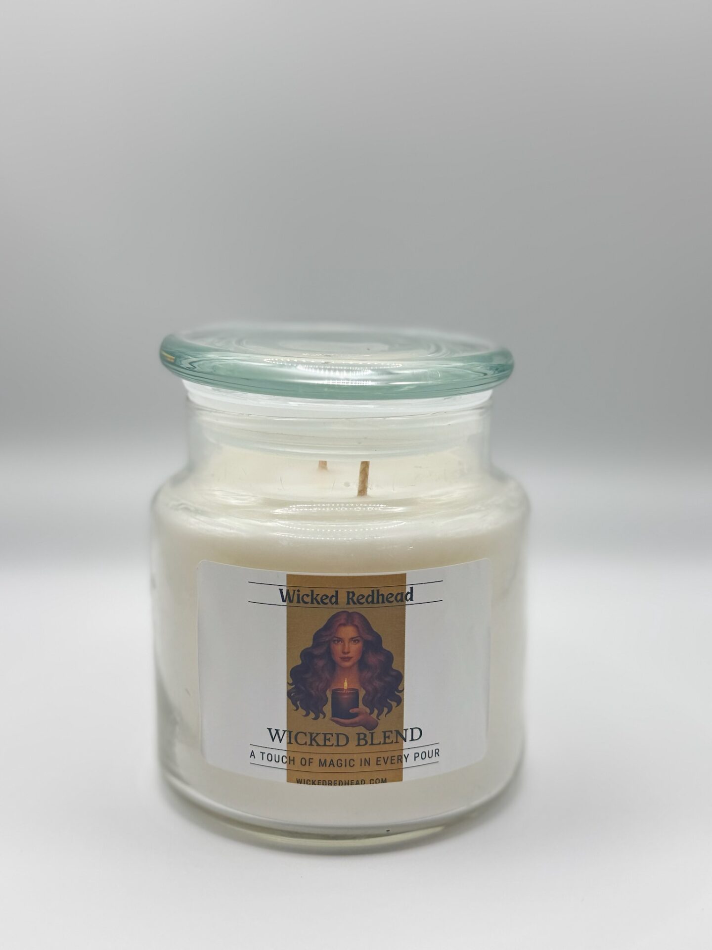 17oz/481.94g-Wicked Luxury Candle-Best Selling Scents — Wicked Redhead Handcrafted Candle & Bath Collection “Wicked Blend Best Selling Scents candle by Wicked Redhead in white wax luxury jar”